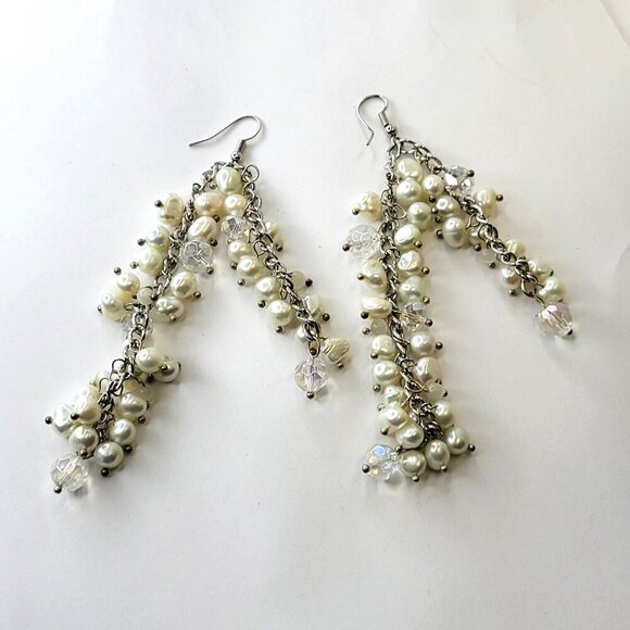 Long Pearl Earrings Statement Pearl Earrings - Picture 3 of 8